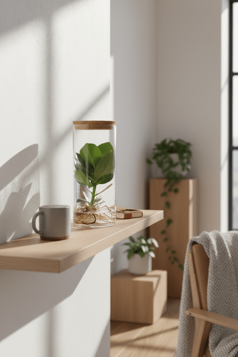 Clusia en tube de verre — Plante hydroponique — Ø12 cm — H30 cm - Verdeia