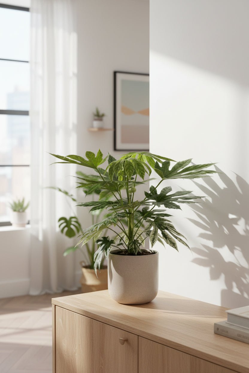 Fatsia Japonica Variegata — Aralia du Japon panachée — Ø19 cm — H60 cm - Verdeia
