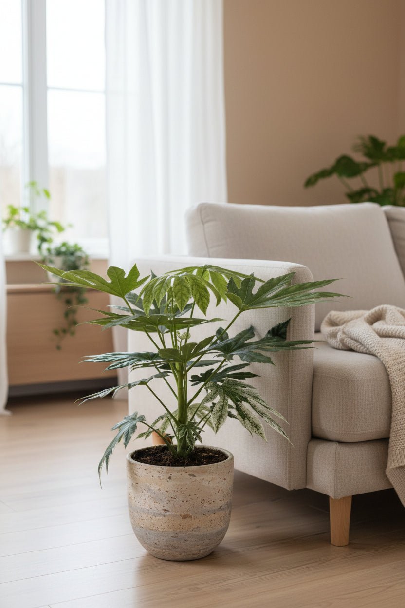 Fatsia Japonica Variegata — Aralia du Japon panachée — Ø19 cm — H60 cm - Verdeia