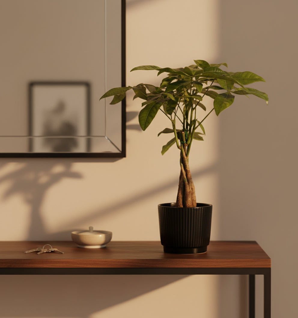 Pachira Aquatica – Arbre à monnaie – Pot céramique noire (Ø12 x H45 cm) - Verdeia