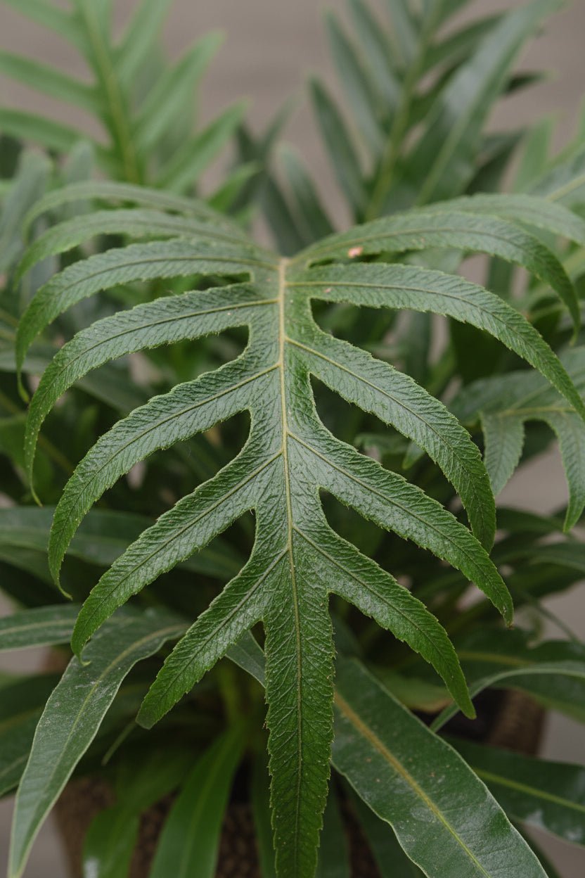 Aglaomorpha Coronans — Fougère épiphyte — Ø17 cm — H45 cm + pot Selin noir - Verdeia