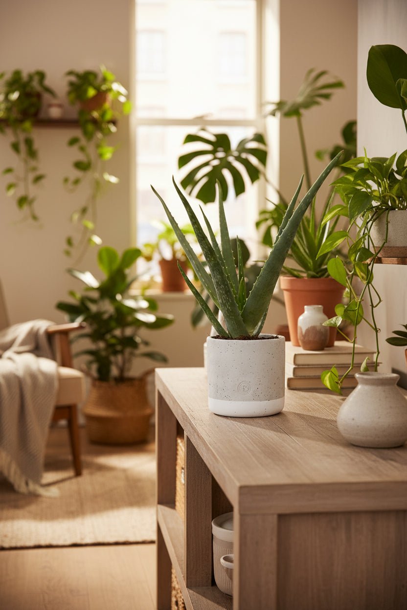 Aloe Vera + Pot céramique jade — Ø12 cm — H45 cm - Verdeia