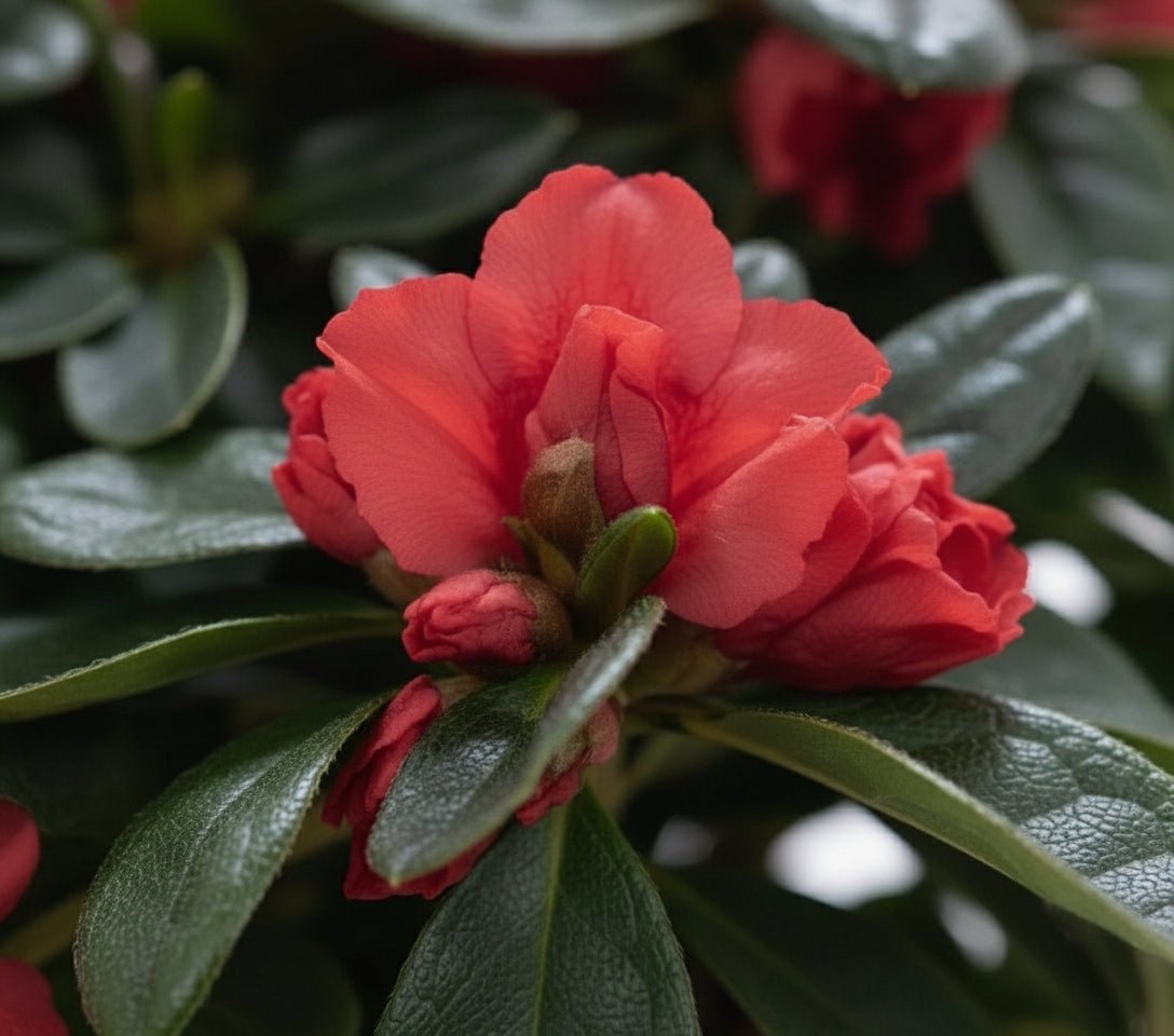 Azalée rouge – Spécial Noël – Pot céramique bronze (Ø12 x H25 cm) - Verdeia