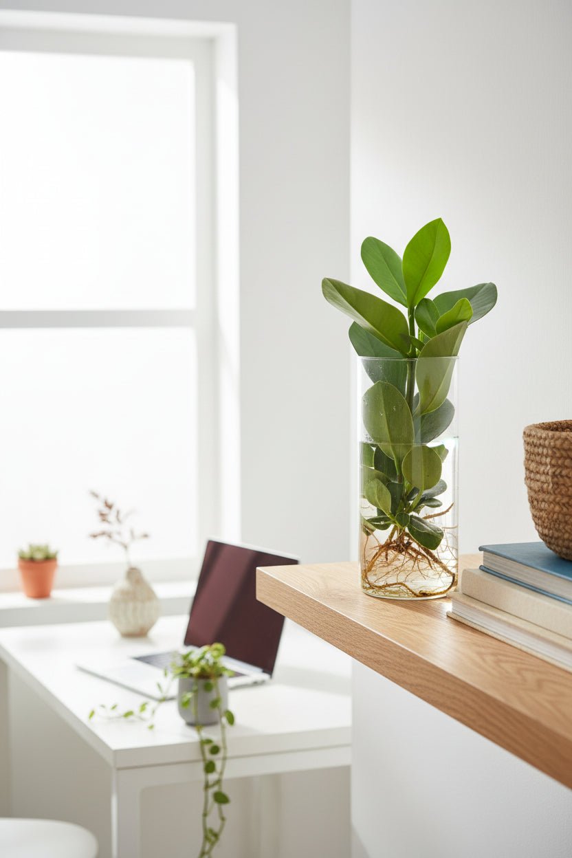 Clusia en bocal cylindre — Plante hydroponique — Ø12 cm — H30 cm - Verdeia