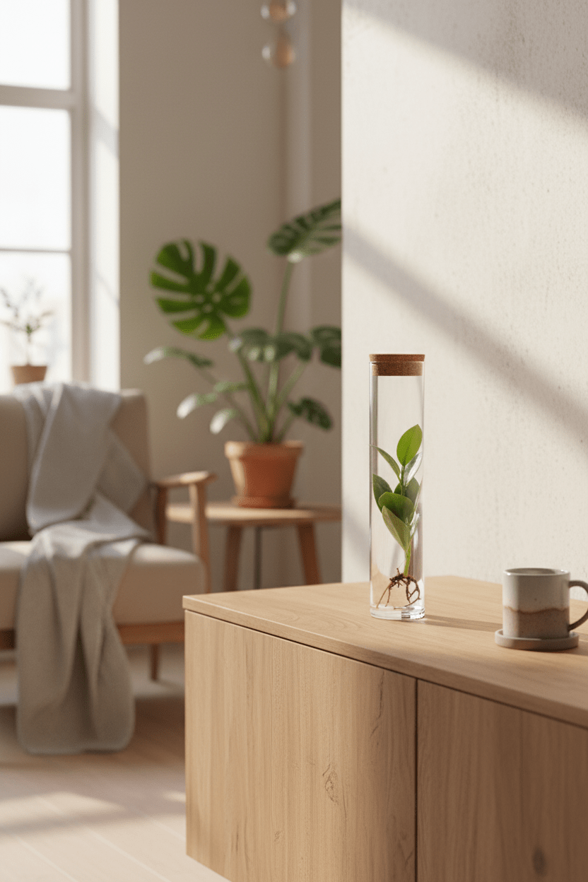 Clusia en tube de verre — Ø5 cm — H15 cm - Verdeia