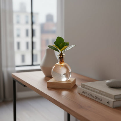 Clusia hydroponique en verre Samoa avec LED – Ø4cm – ↕10cm - Verdeia