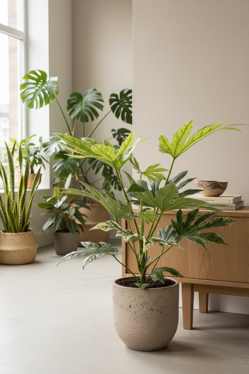 Fatsia Japonica Spider Web — Aralia du Japon panachée — Ø17 cm — H50 cm - Verdeia