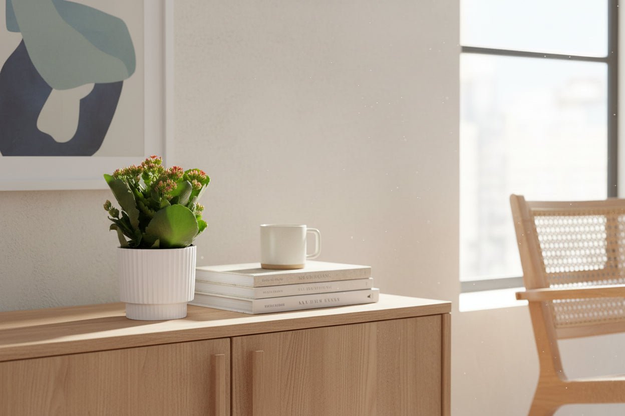 Kalanchoe Red + Pot céramique blanc — Ø12 cm — H27 cm - Verdeia