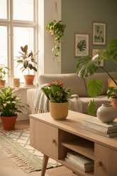 Kalanchoe Rosalina Don Justino — Flaming Katy — Ø14 cm — H30 cm + ELHO Vibes Fold jaune - Verdeia