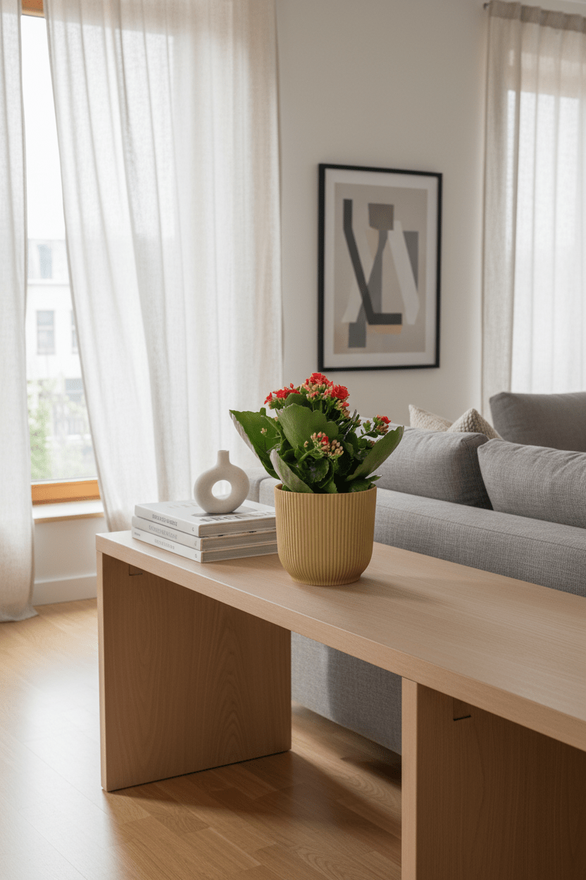 Kalanchoe Rosalina Don Justino — Flaming Katy — Ø14 cm — H30 cm + ELHO Vibes Fold jaune - Verdeia