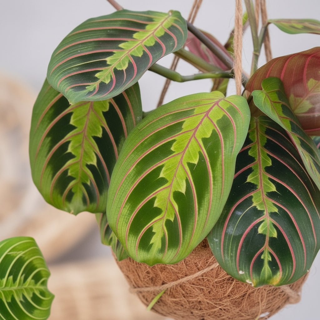 Kokodama Maranta Mix — 3 plantes suspendues — Ø15 cm • H20 cm - Verdeia