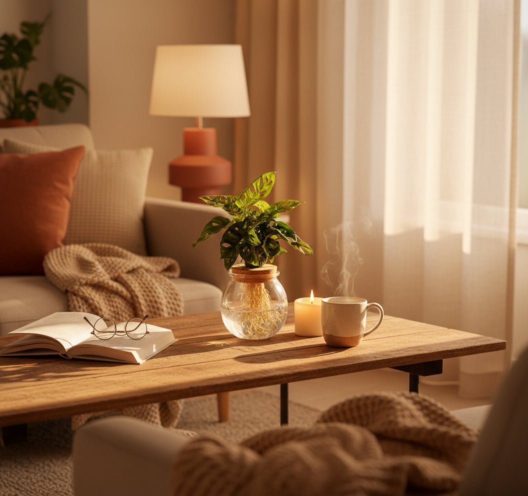 Monstera Adansonii en bocal en verre avec bouchon – Ø12 cm – H25 cm - Verdeia