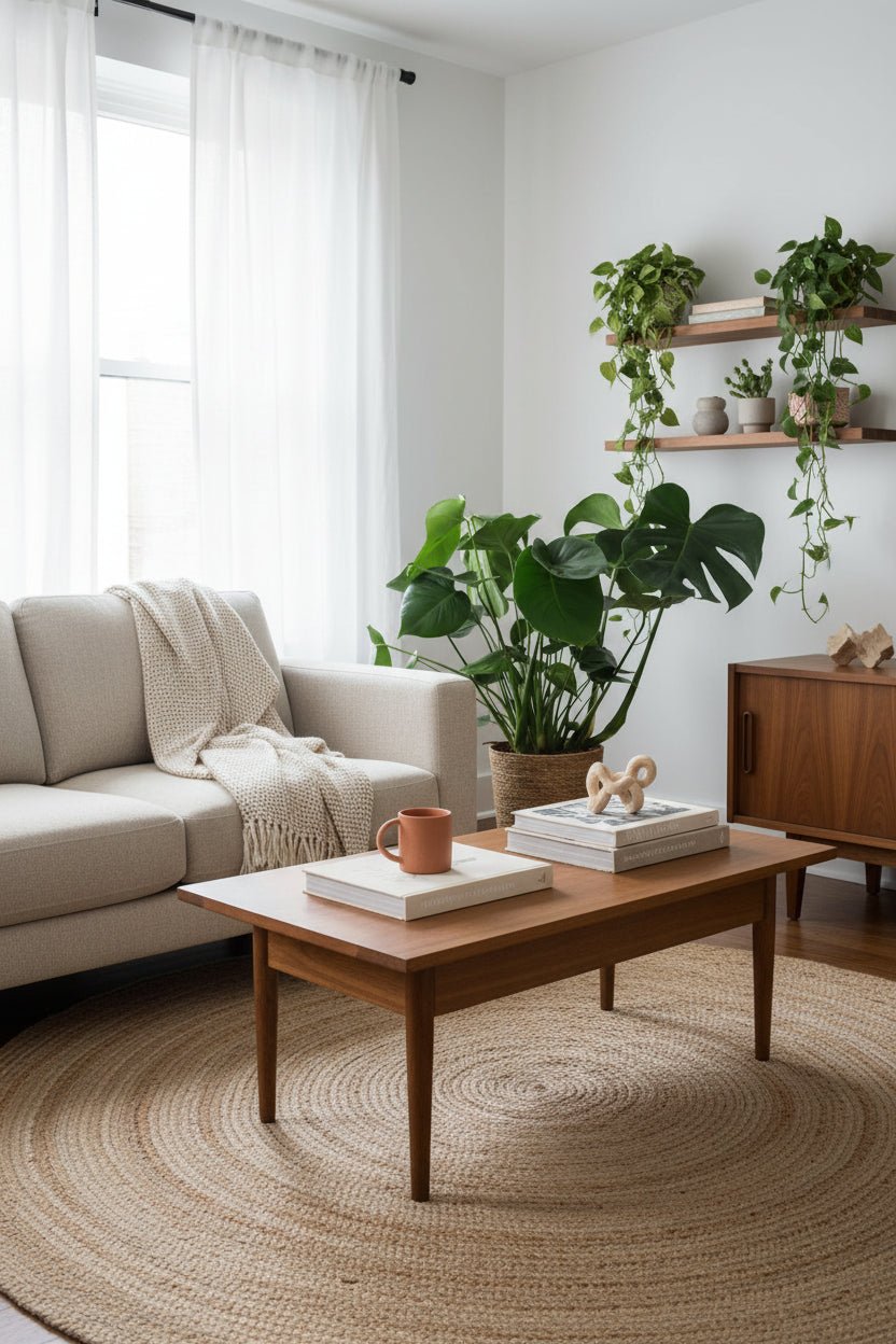 Monstera deliciosa — Ø21 x H60 cm — Prête à poser — Panier naturel - Verdeia