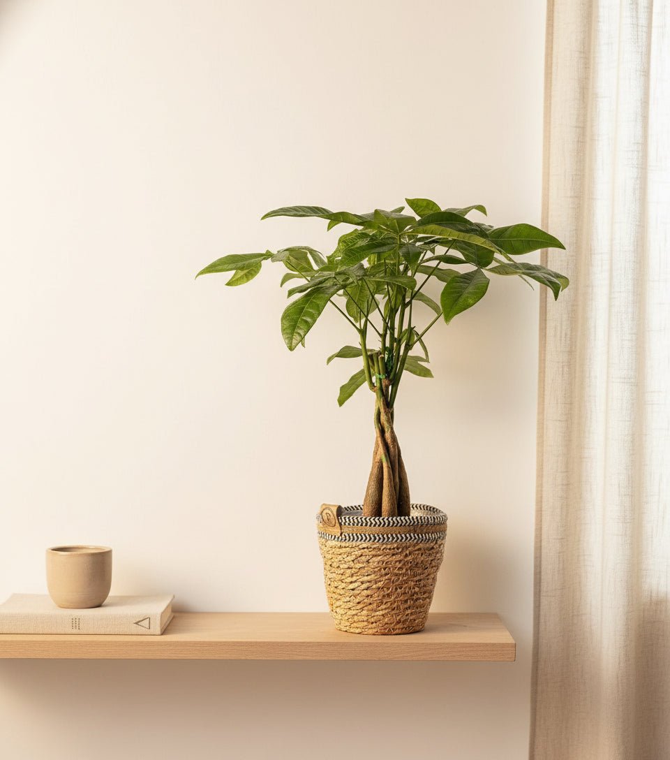 Pachira aquatica – Panier tressé naturel (Ø12 x H45 cm) - Verdeia